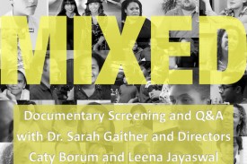 Flyer for the screening of MIXED documentary including presenters names